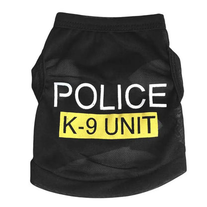 Police Suit Cosplay Dog Clothes Black Elastic