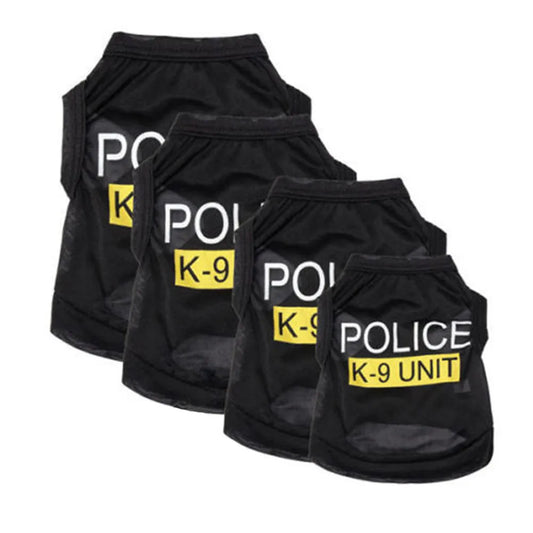 Police Suit Cosplay Dog Clothes Black Elastic