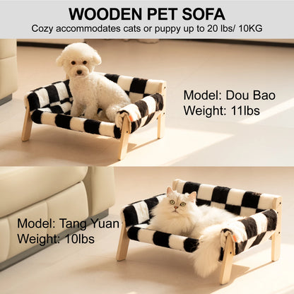 Mewoofun Cat Bed SofaWooden, Sturdy Fluffy Cat Couch
