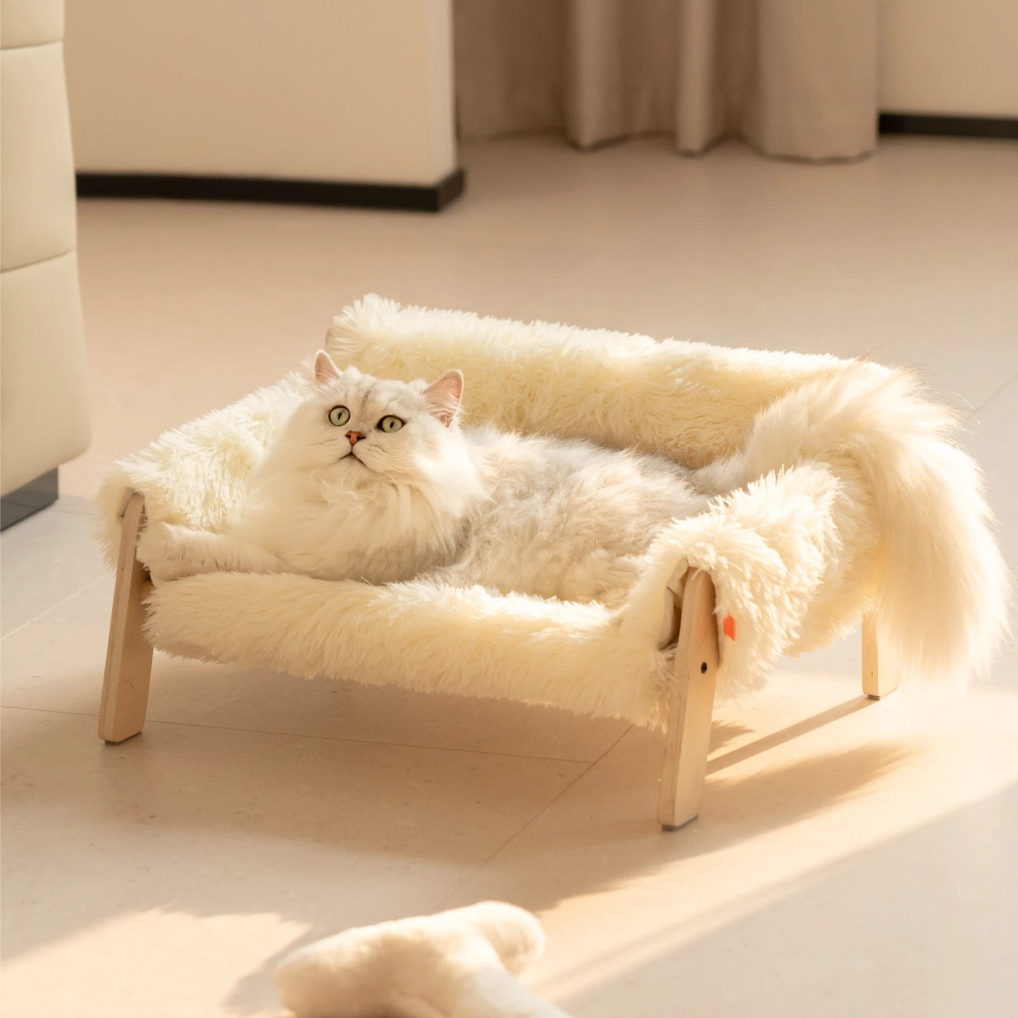 Mewoofun Cat Bed SofaWooden, Sturdy Fluffy Cat Couch