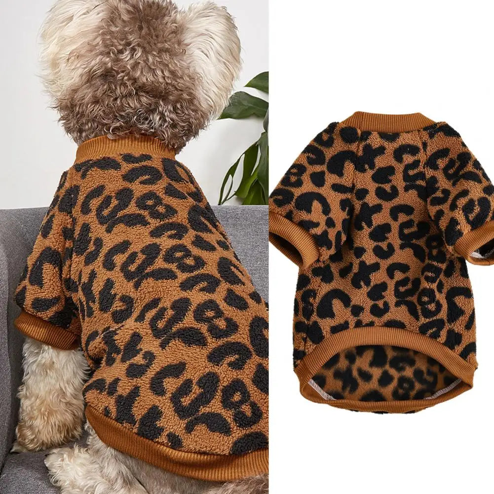 Puppy Pullover Dogs Pet Sweater Winter Leopard Print