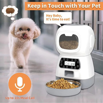 Automatic Cat Feeder 3.5L Dog Dry Food Dispenser Bowl 2L