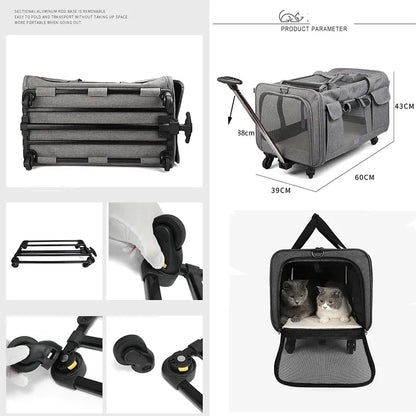 Portable Pet Trolley Case Detachable Universal