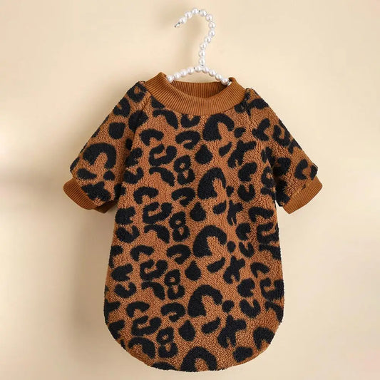 Puppy Pullover Dogs Pet Sweater Winter Leopard Print